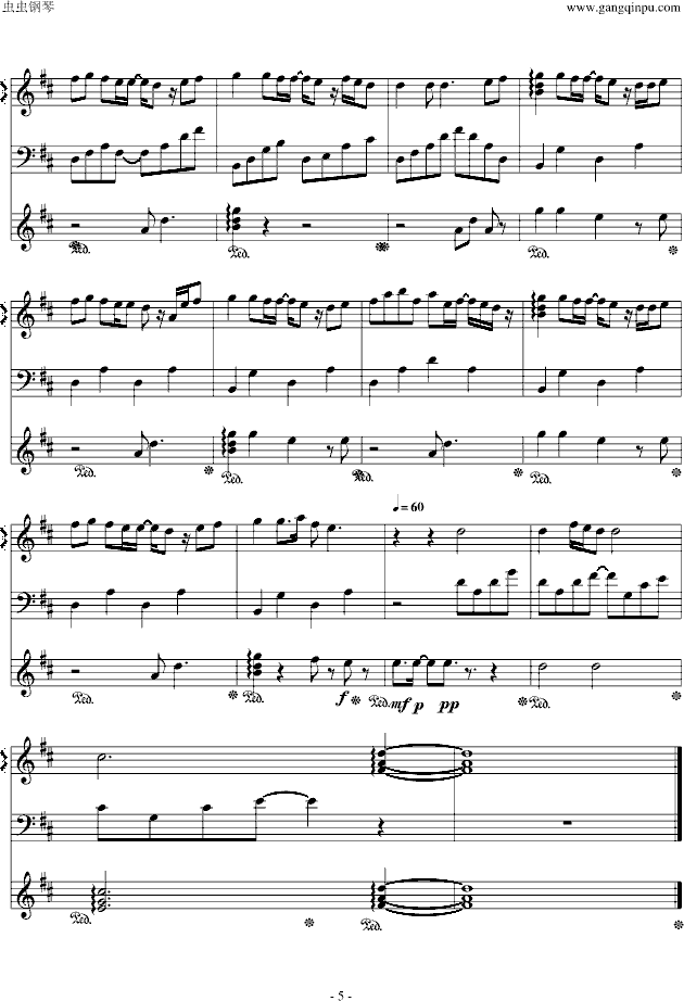 graduation（作曲：中村由利）钢琴谱第5页