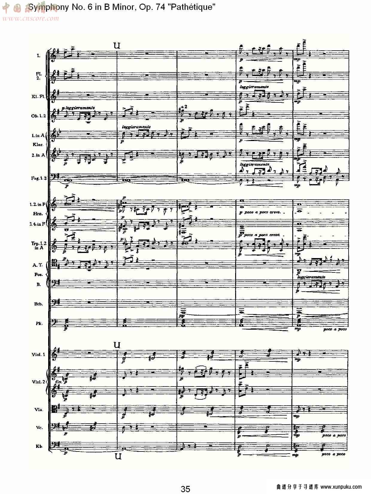 b小调第六交响曲,op.74pathétique第三乐章（七）总谱第6页