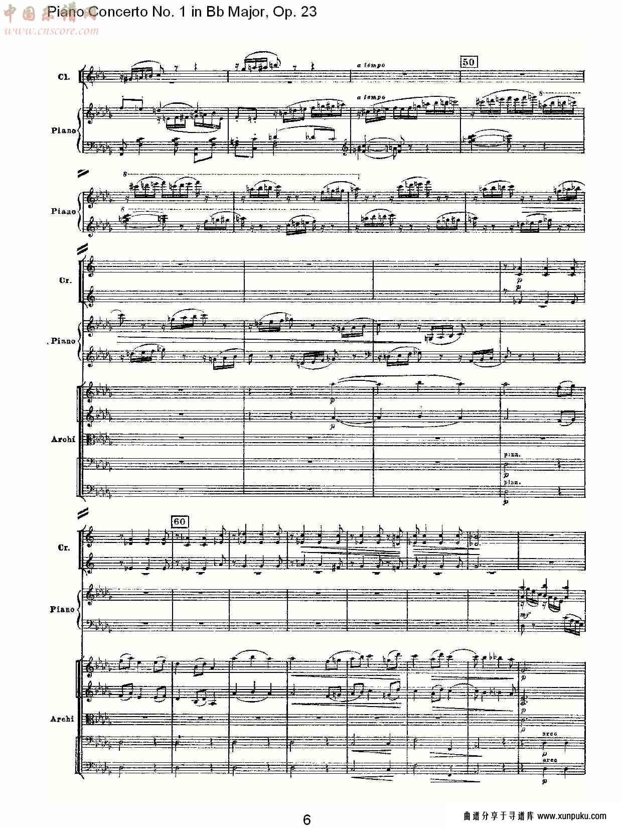 bb大调第一钢琴协奏曲,op.23第三乐章（二）总谱第1页