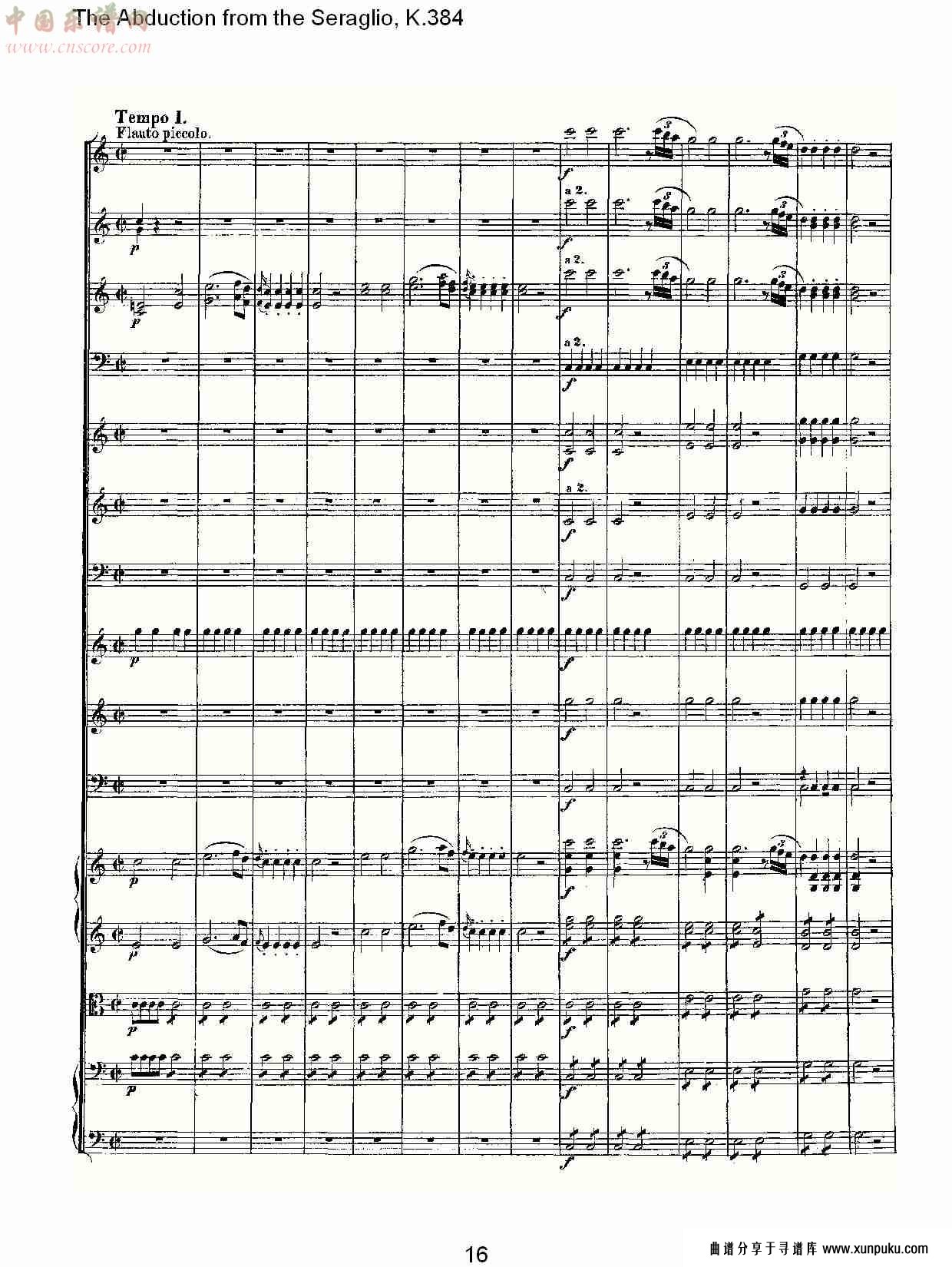 the abduction from the seraglio, k.384 （四）总谱第1页