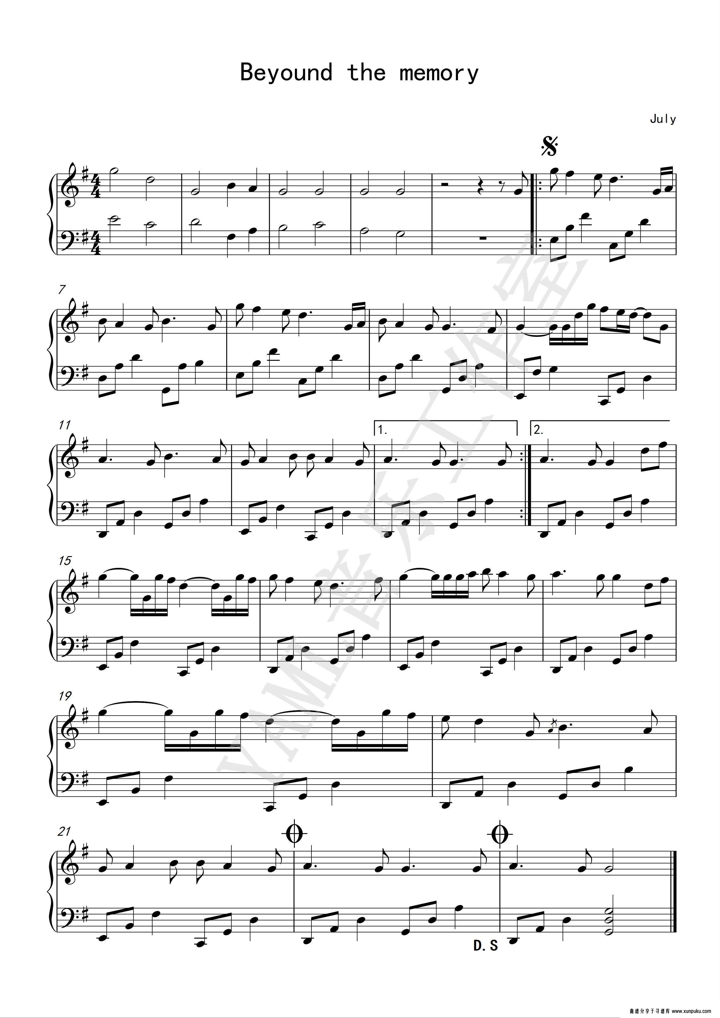 Beyond the Memory - July简谱