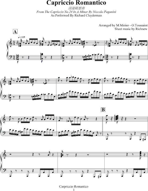 capriccio romantico钢琴谱第1页