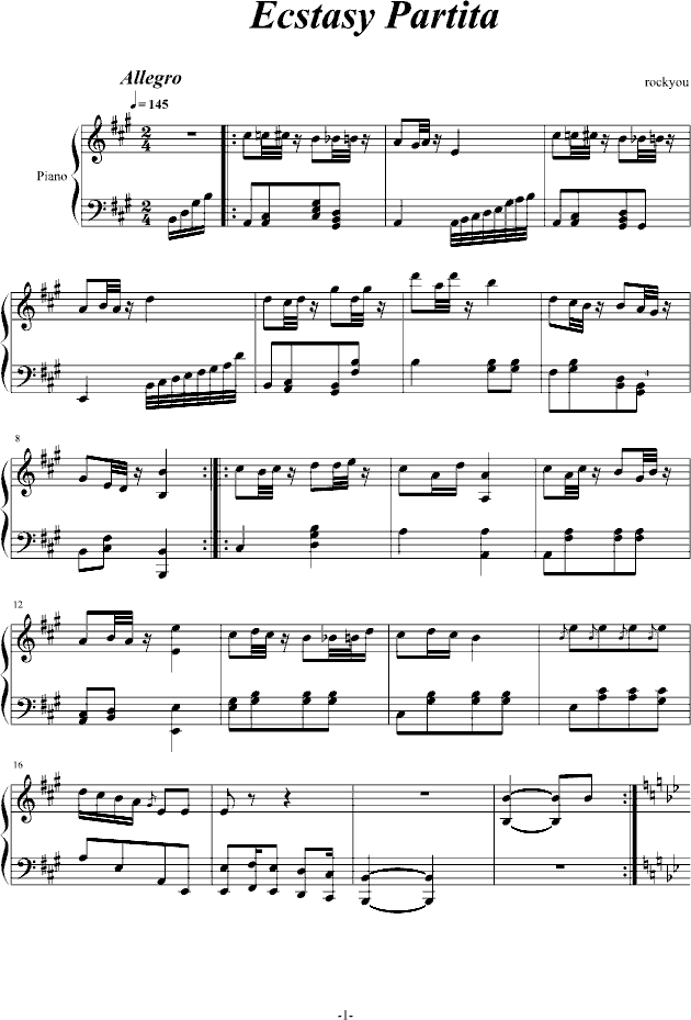 疯癫变奏曲仿土耳其进行曲钢琴谱第1页