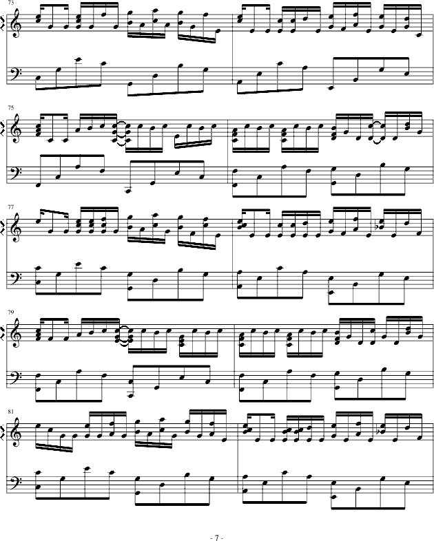 卡农（简单和弦版）钢琴谱(钢琴曲)钢琴谱第7页