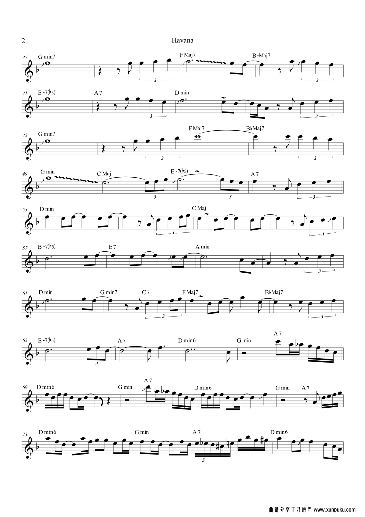 havana（高音萨克斯/次中音萨克斯 8vb）萨克斯谱第2页