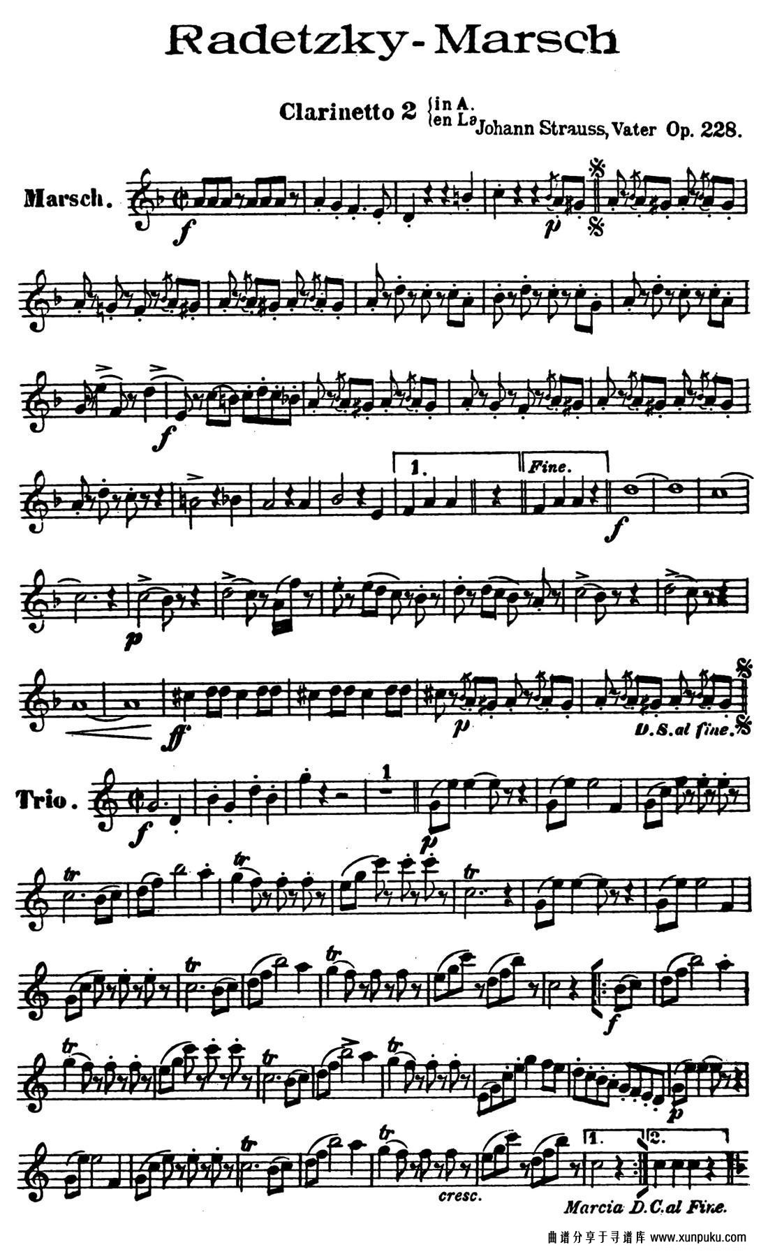 radetzky marsch, op.228（木管五重奏）其他曲谱第4页