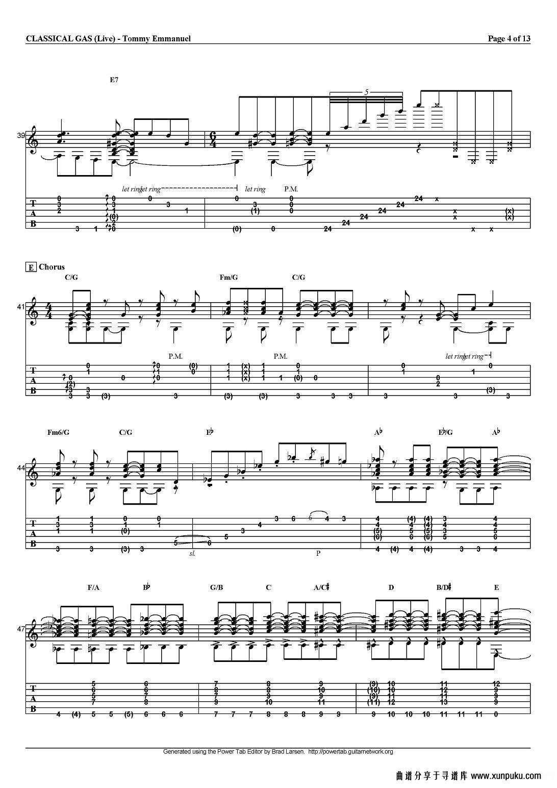 tommy emmanuel：classical gas（指弹吉他）吉他谱第4页