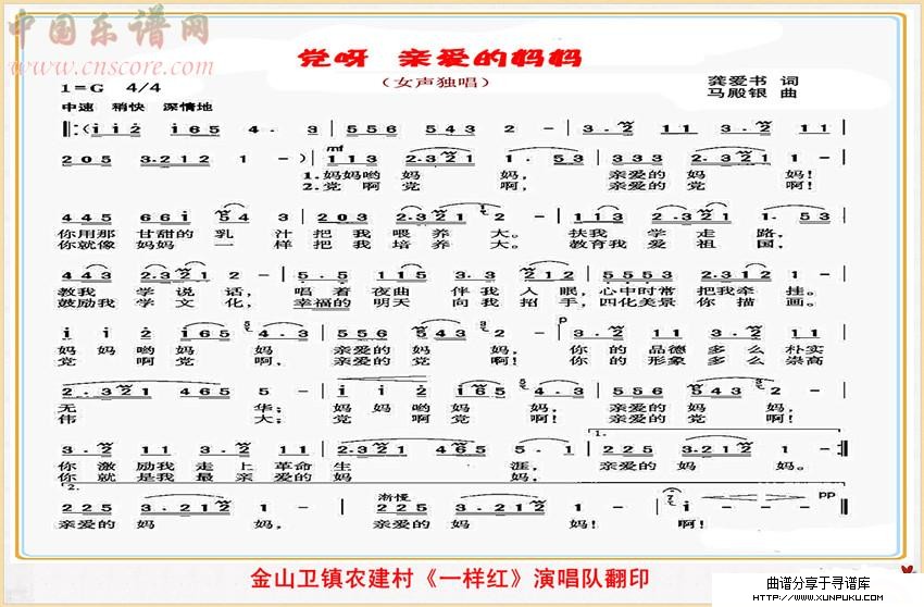 党呀 亲爱的妈妈（独唱歌曲）简谱