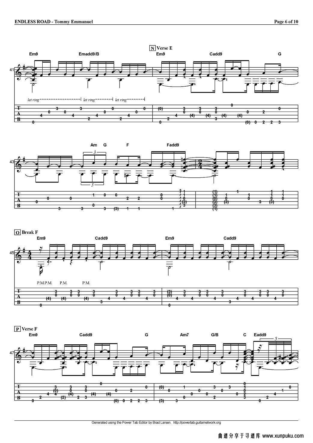 tommy emmanuel：endless road（指弹吉他）吉他谱第6页