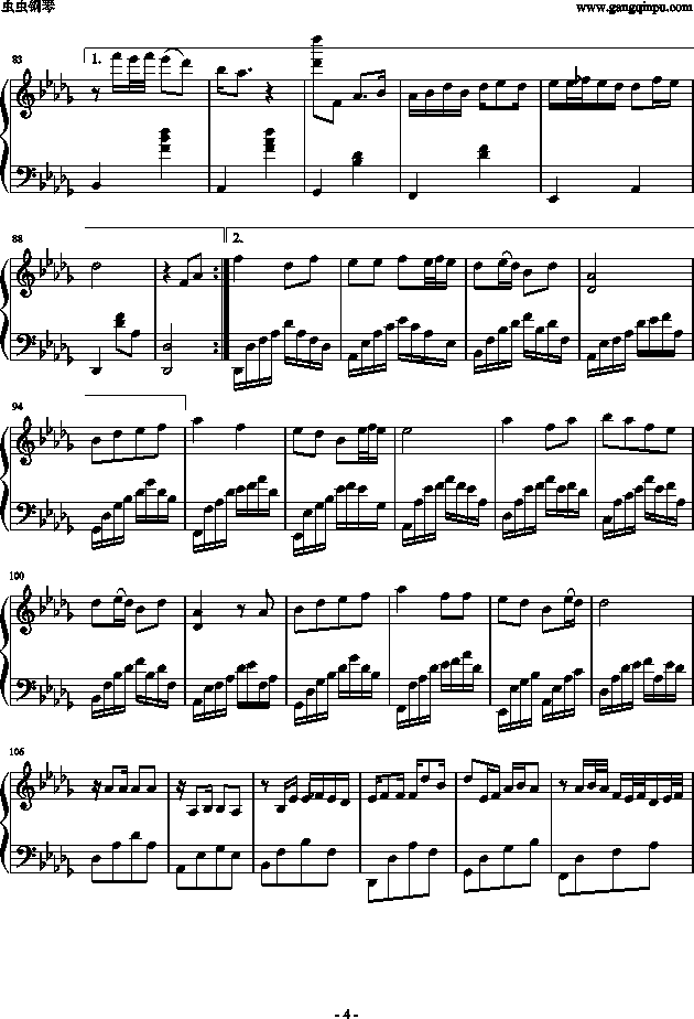 如果当时bb调（原调）修改版钢琴谱第4页