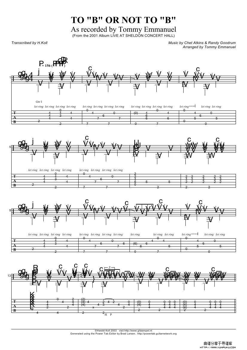 tommy emmanuel：to b or not to b（指弹吉它）吉他谱第1页