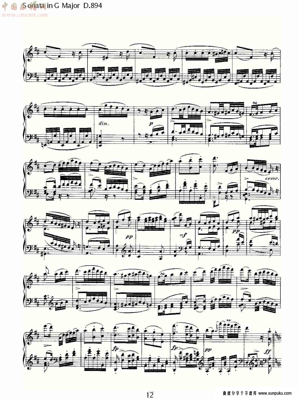 sonata in g major d.894 g大调奏鸣曲d.894（三）总谱第2页
