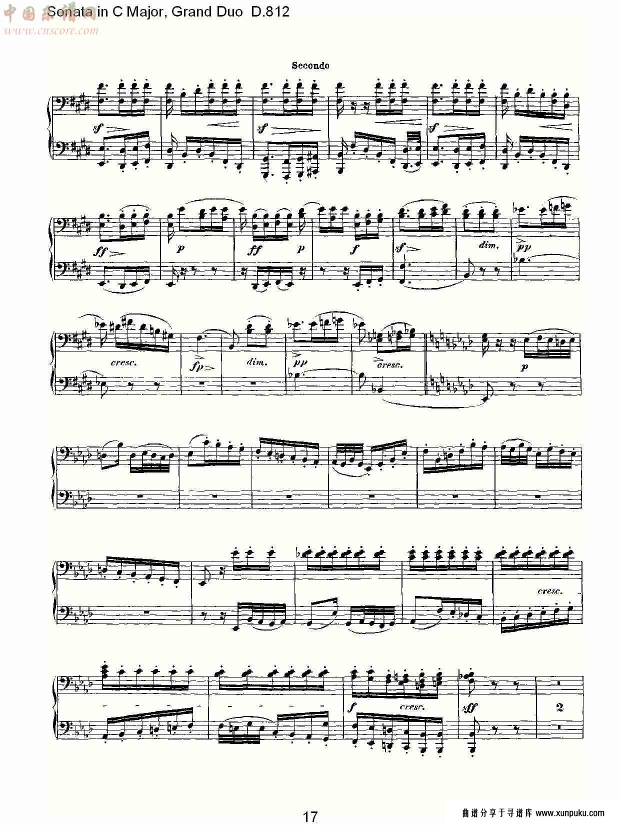 ｃ大调奏鸣曲，盛大的二重奏d.812（四）总谱第2页