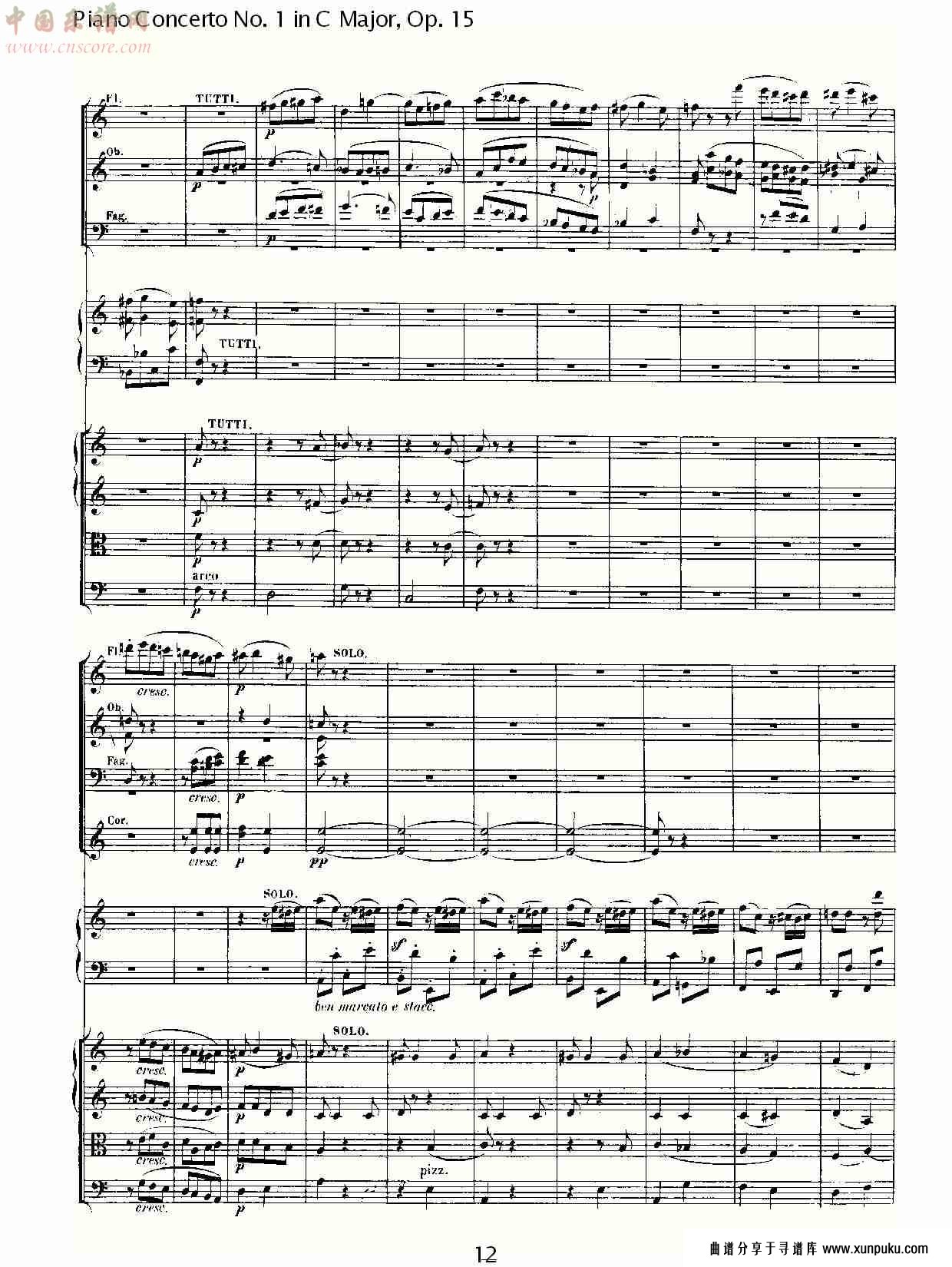 c大调钢琴第一协奏曲 op.15　第三乐章（二）总谱第3页