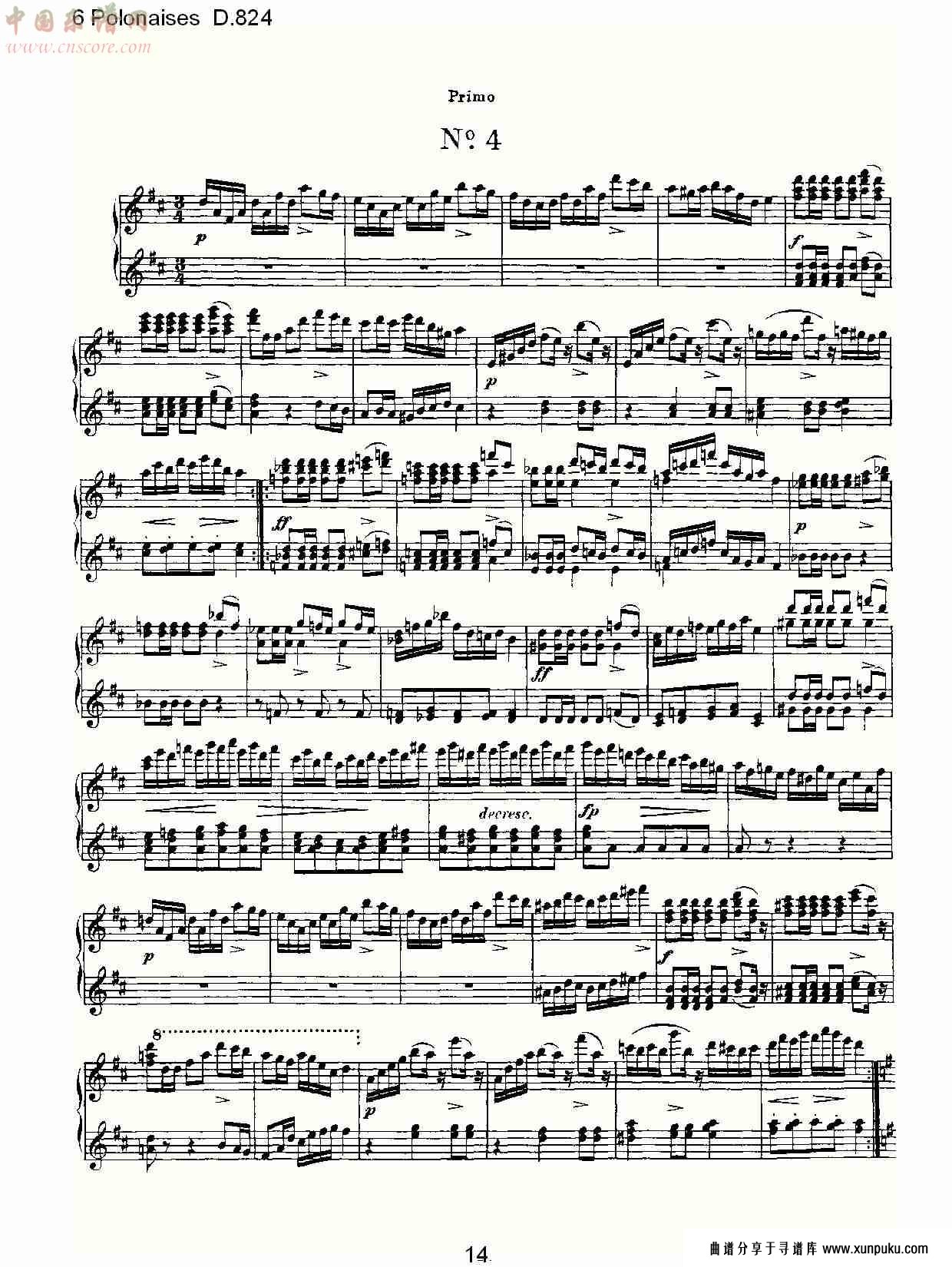 6 polonaises d.824  6波罗乃兹舞曲d.824（三）总谱第4页