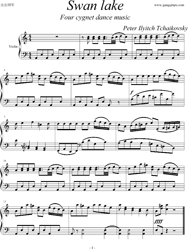 天鹅湖 四小天鹅舞曲钢琴谱(钢琴曲)钢琴谱
