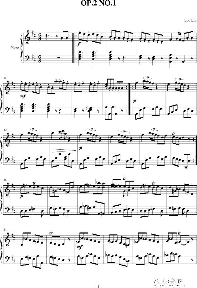 op.1 no.2钢琴谱第1页