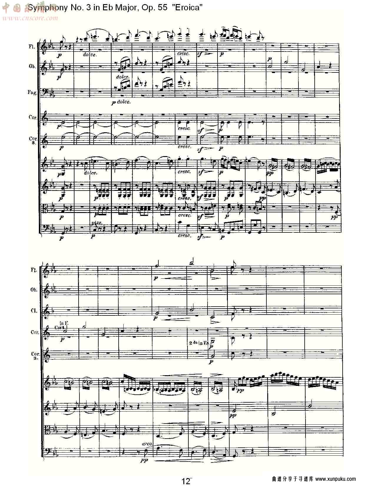 《英雄交响曲》即《降e大调第三交响曲》第四乐章总谱第4页