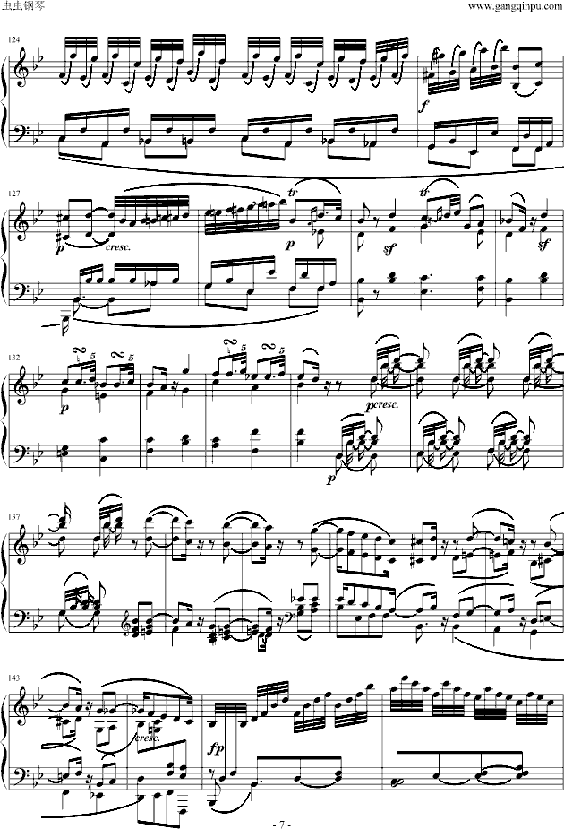 贝多芬降b大调奏鸣曲第四乐章钢琴谱(钢琴曲)钢琴谱第8页