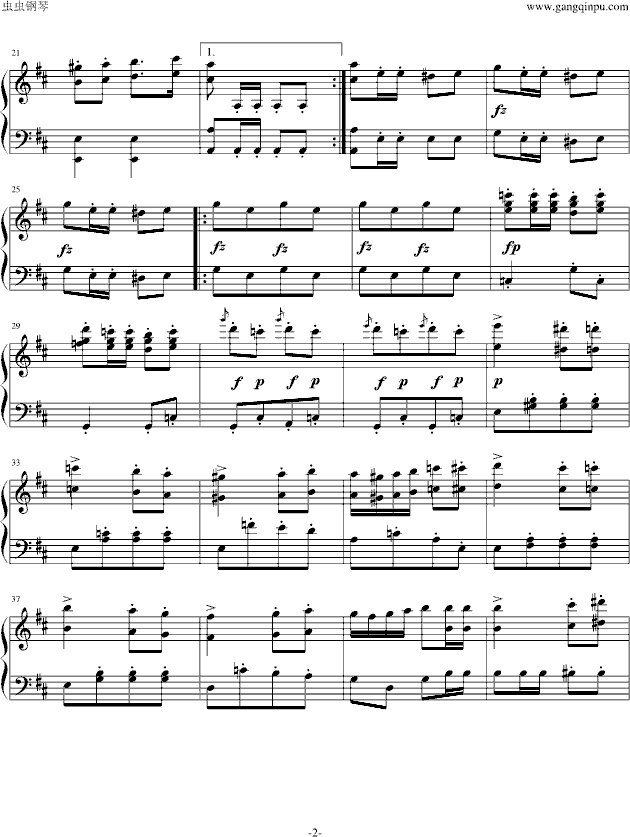 军队进行曲钢琴谱第2页