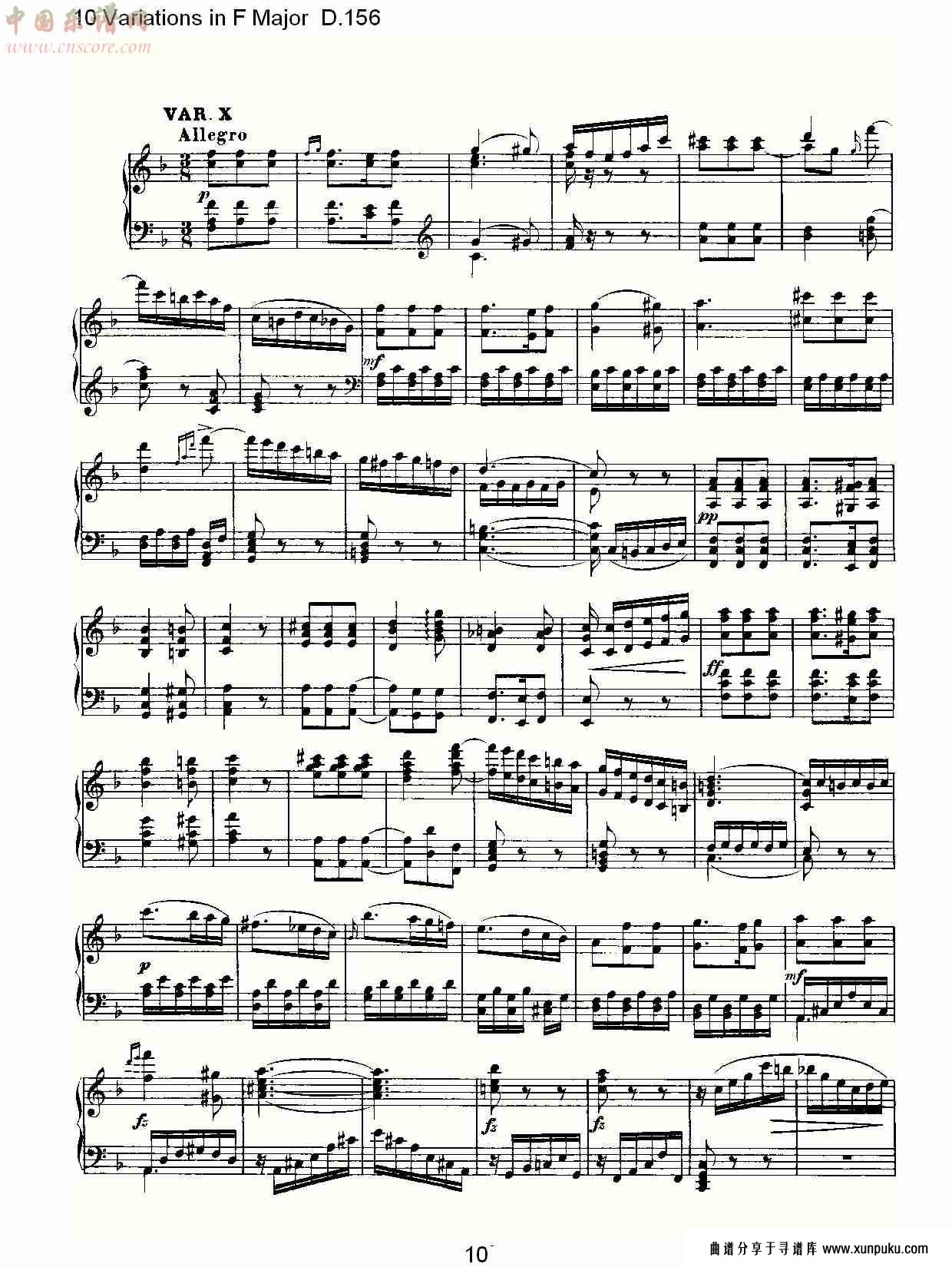 10 variations in f major d.156   f大调10变奏曲d.156（二）总谱第5页