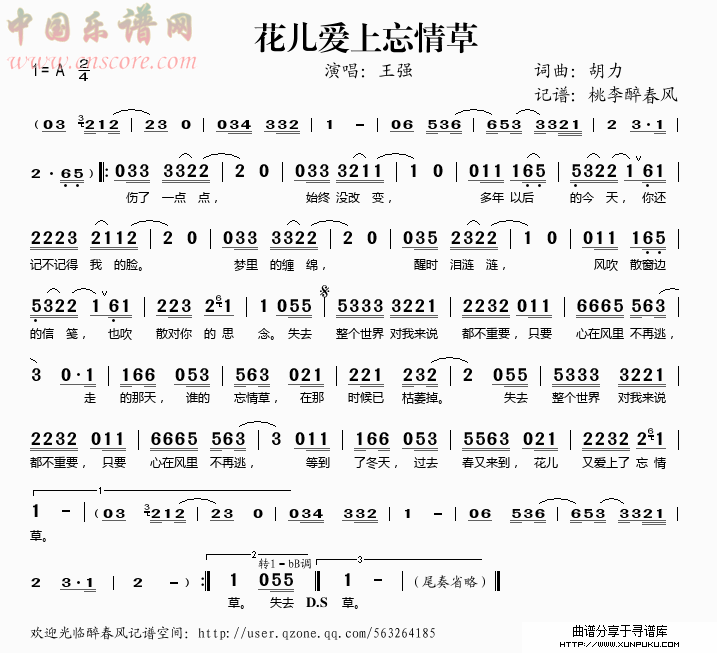 花儿爱上忘情草简谱