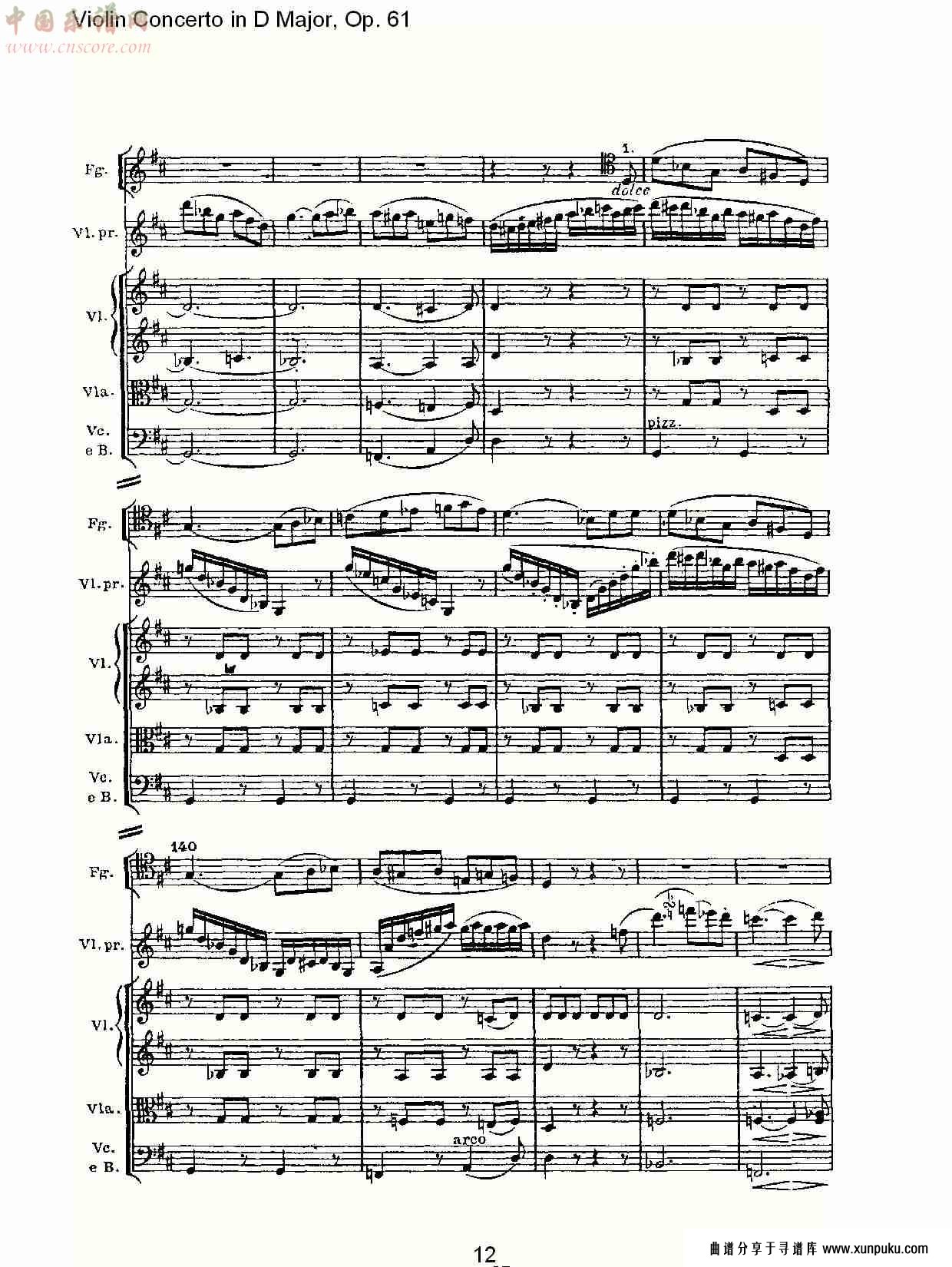 d大调小提琴协奏曲 op.61第三乐章(二)总谱第3页