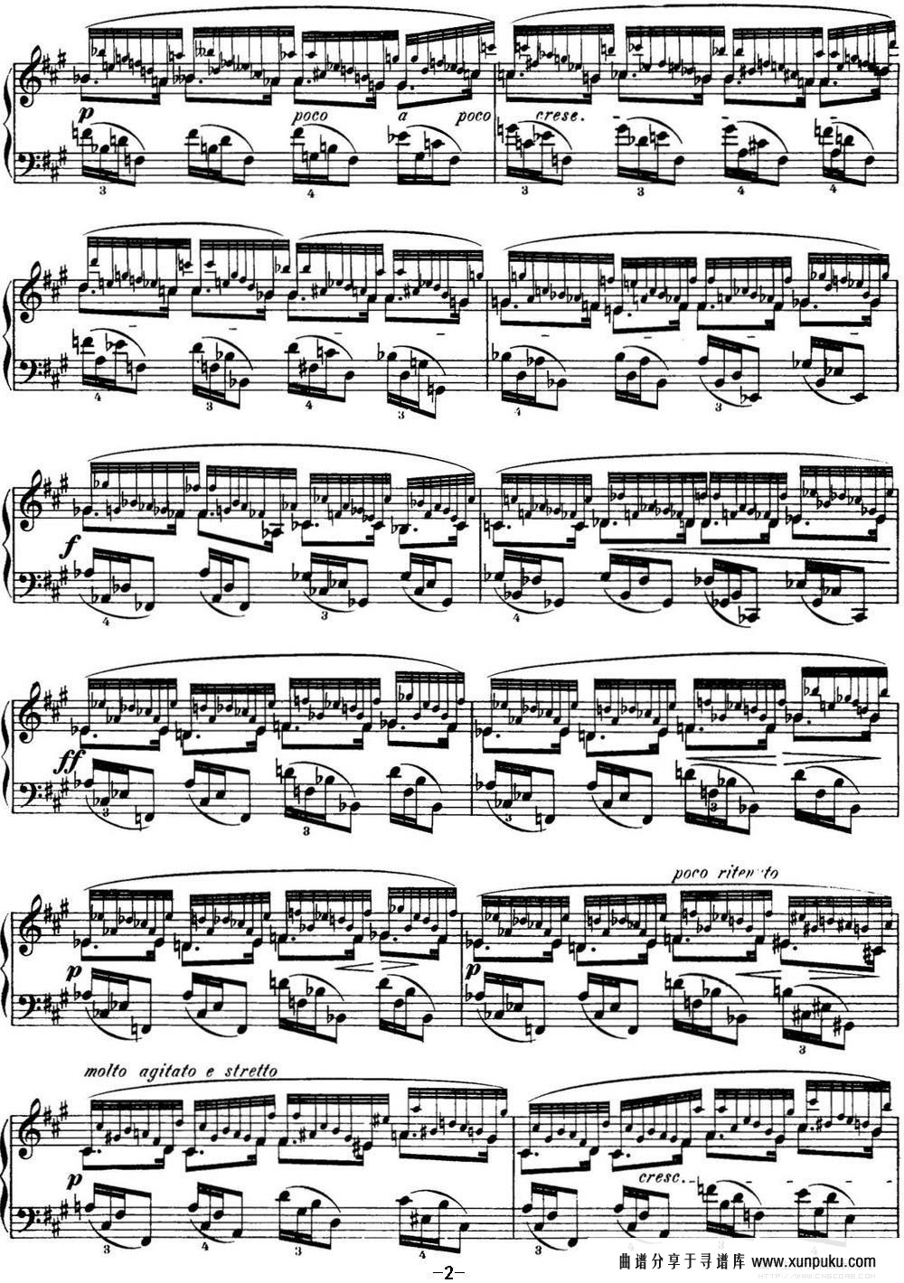 肖邦 24首钢琴前奏曲 Op.28 No.8 升F小调钢琴谱第2页