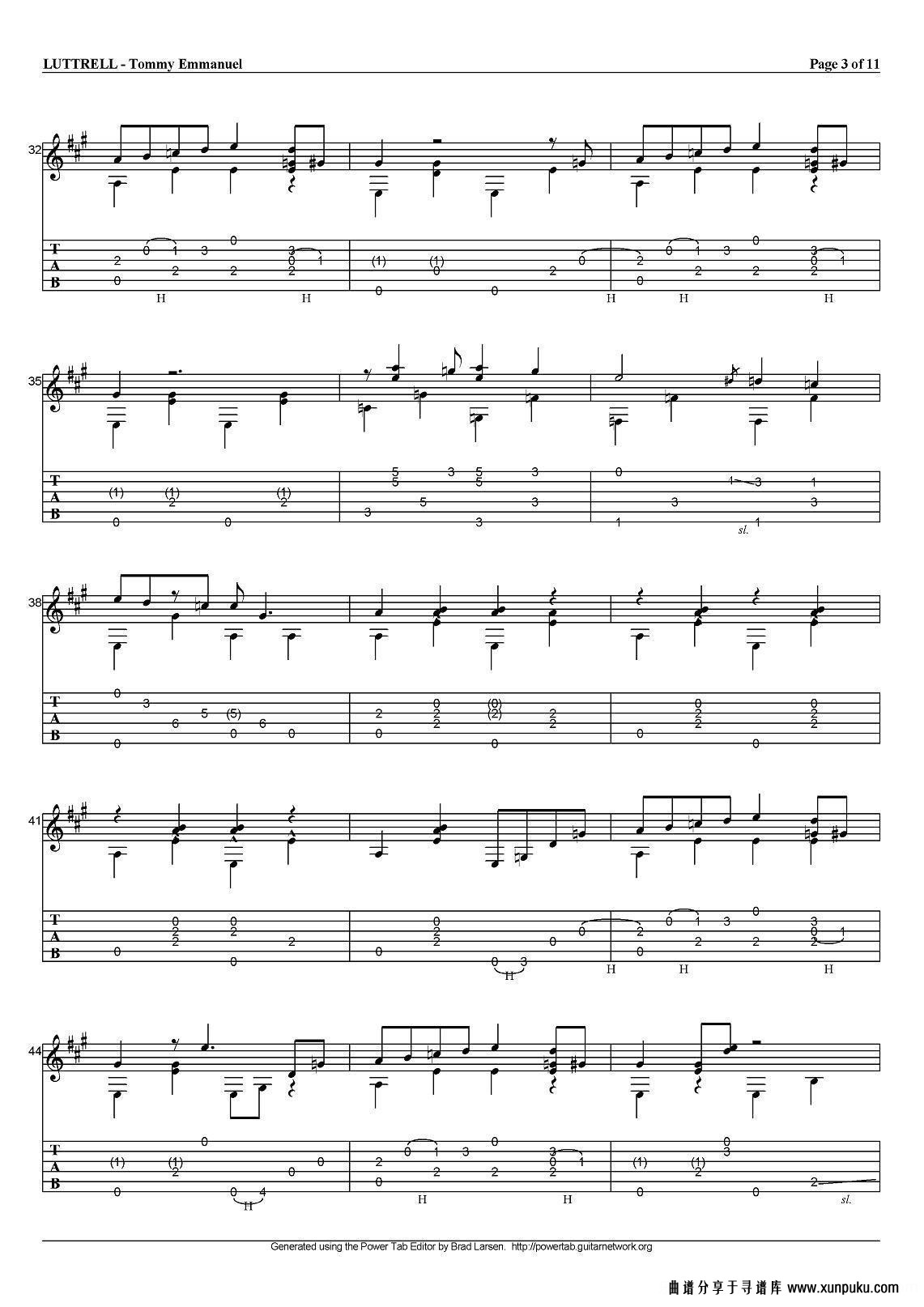 tommy emmanuel：luttrell（指弹吉他）吉他谱第3页