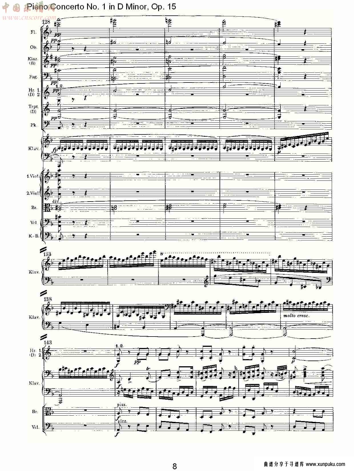 d小调钢琴第一协奏曲, op.15第三乐章（二）总谱第3页