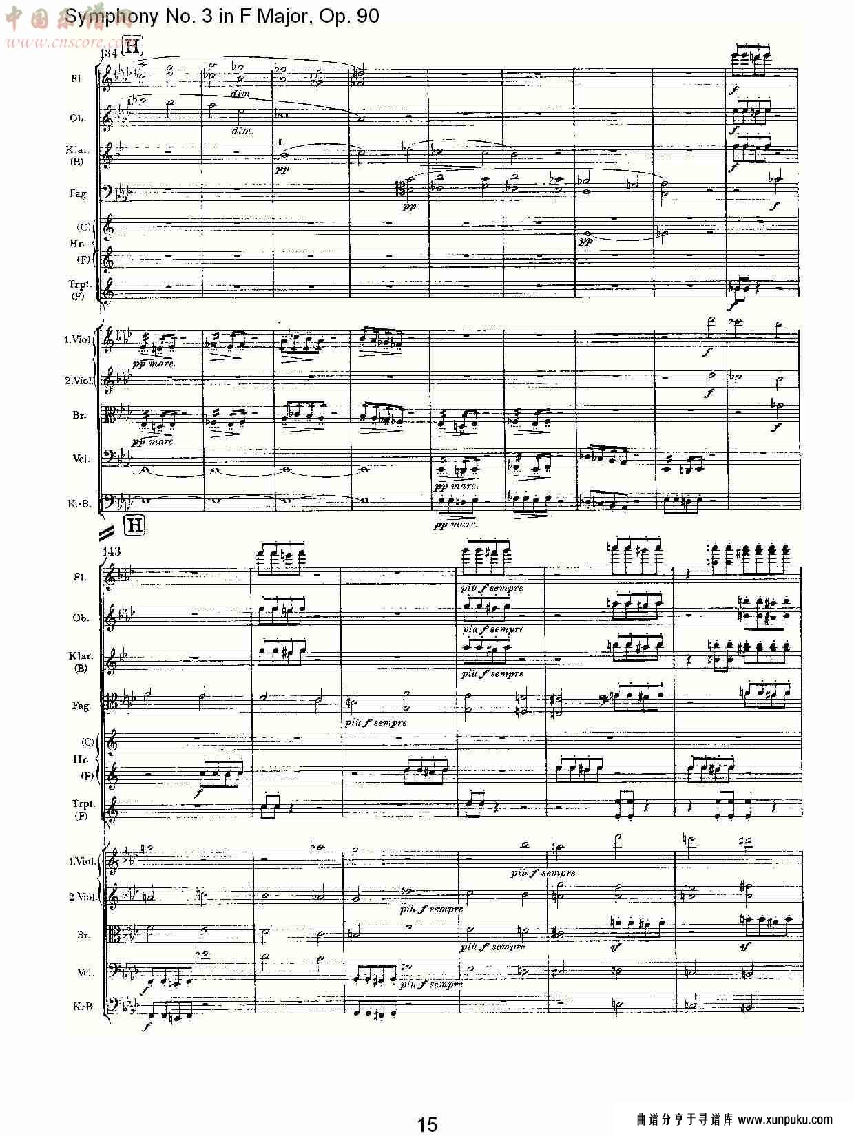 f大调第三交响曲, op.90第四乐章（三）总谱第5页