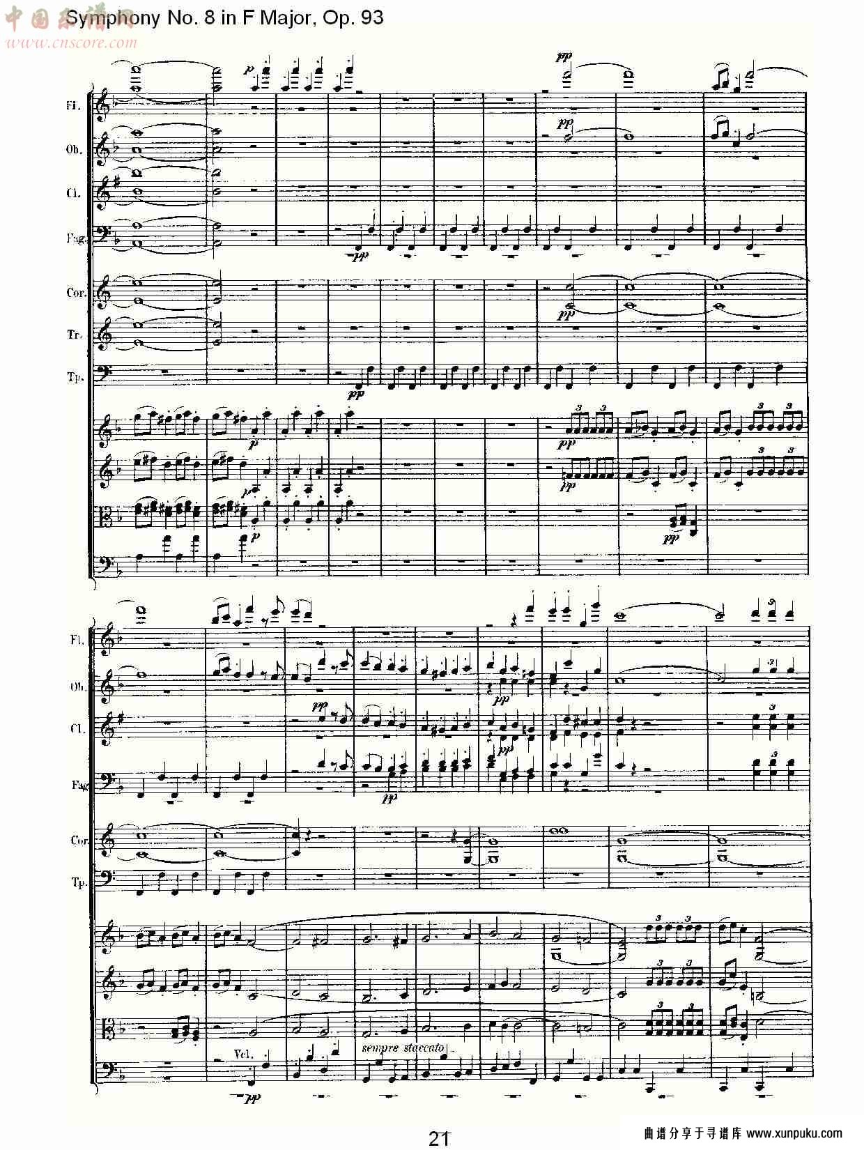 f大调第八交响曲 op.93　第四乐章（三）简谱第1页