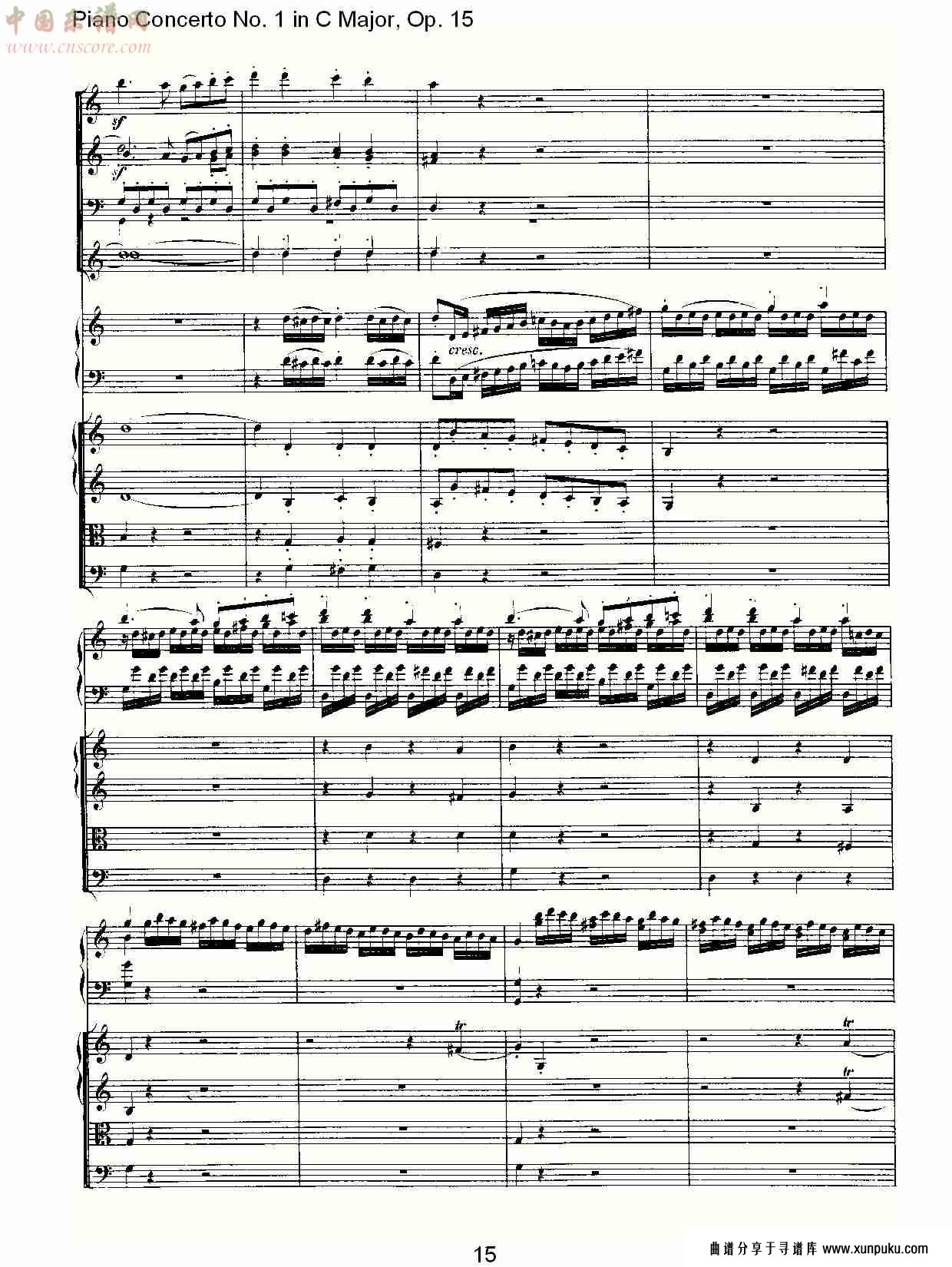 c大调钢琴第一协奏曲 op.15　第一乐章（二）总谱第6页