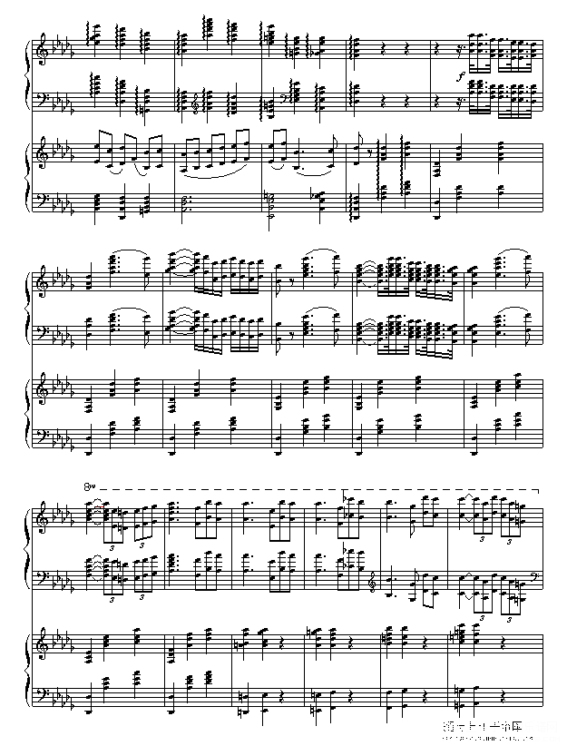 降b小调第一钢琴协奏曲(两架钢琴谱）钢琴谱(钢琴曲)钢琴谱第2页