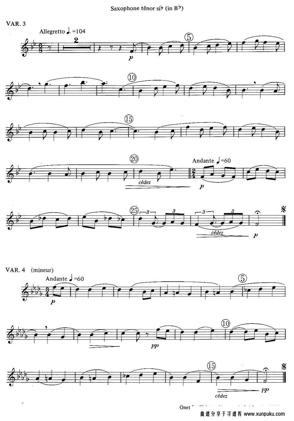 jean Bouvard 编写的6首萨克斯四重奏（次中音萨克斯分谱）萨克斯谱第7页