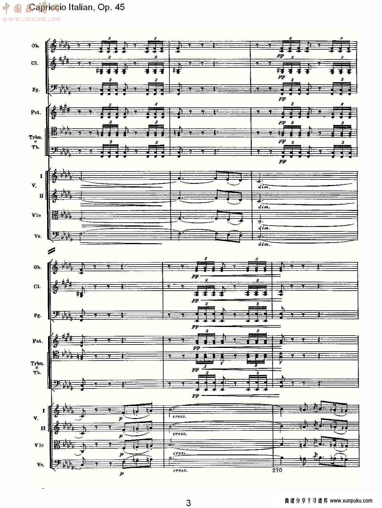 意大利幻想曲,op.45第二部（一）总谱第3页