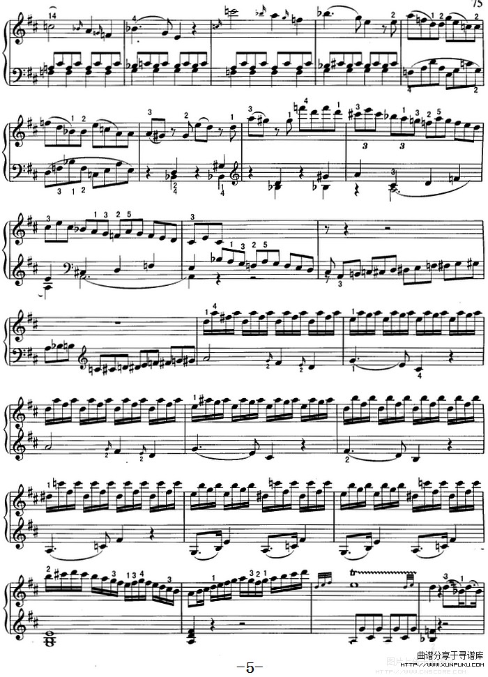 不可不弹的世界钢琴名曲：回旋曲（d大调）钢琴谱第5页
