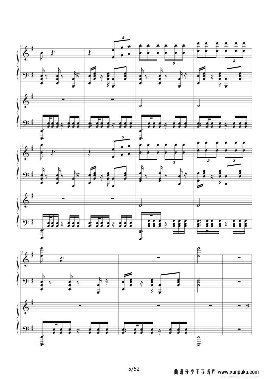 《功夫》主题曲钢琴谱第5页