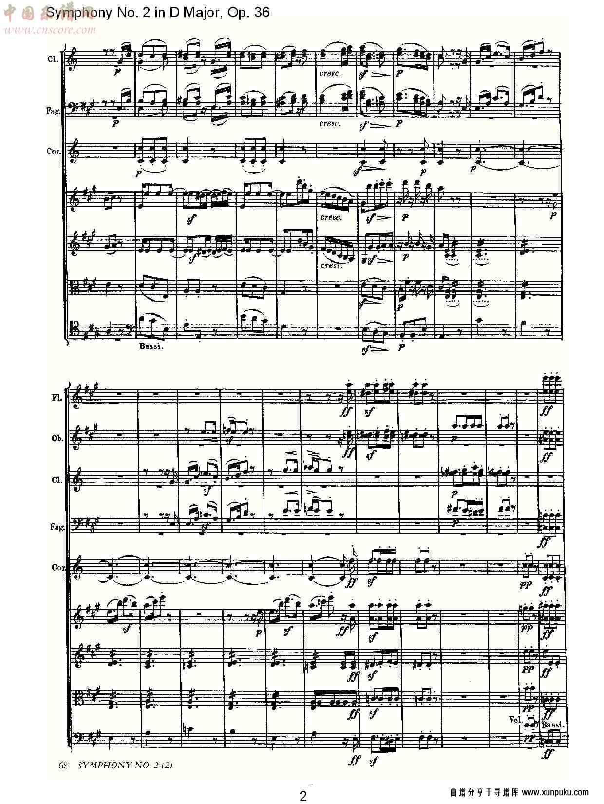 d大调第二交响曲 op. 36 第二乐章总谱第6页