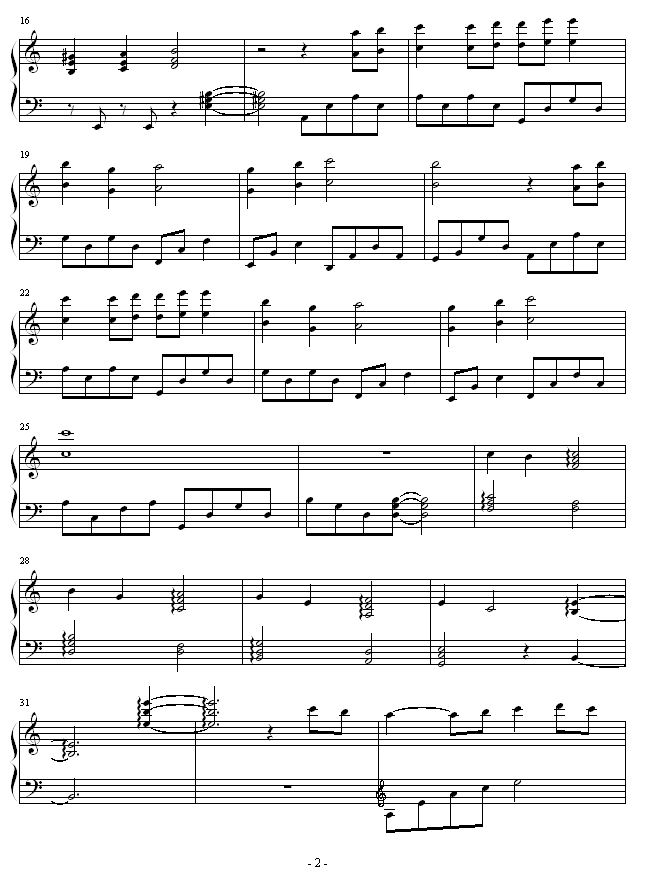 you are my love钢琴谱第2页