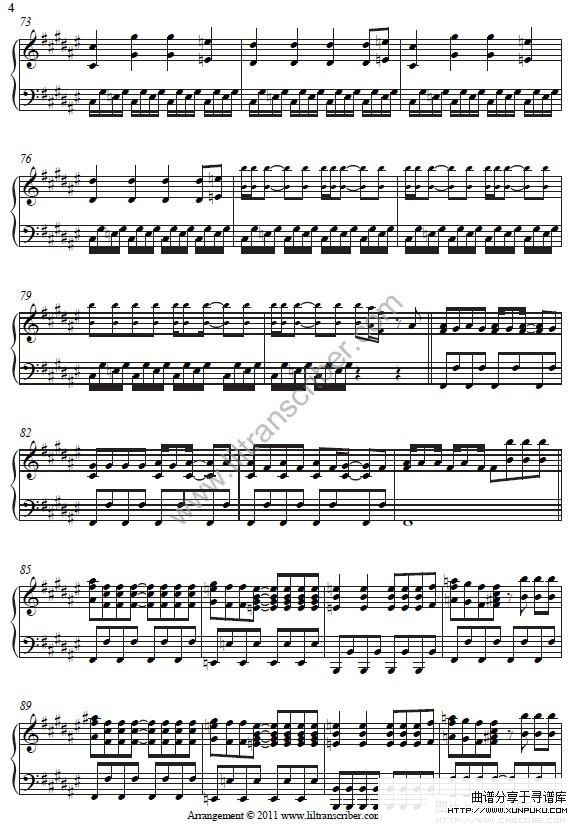 lady gaga born this way钢琴谱第4页