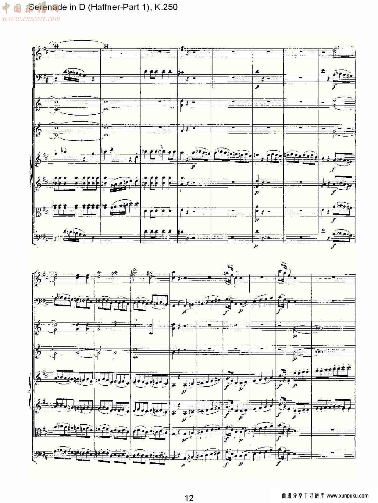 d调小夜曲(haffner-第一部), k.250 （三）总谱第2页