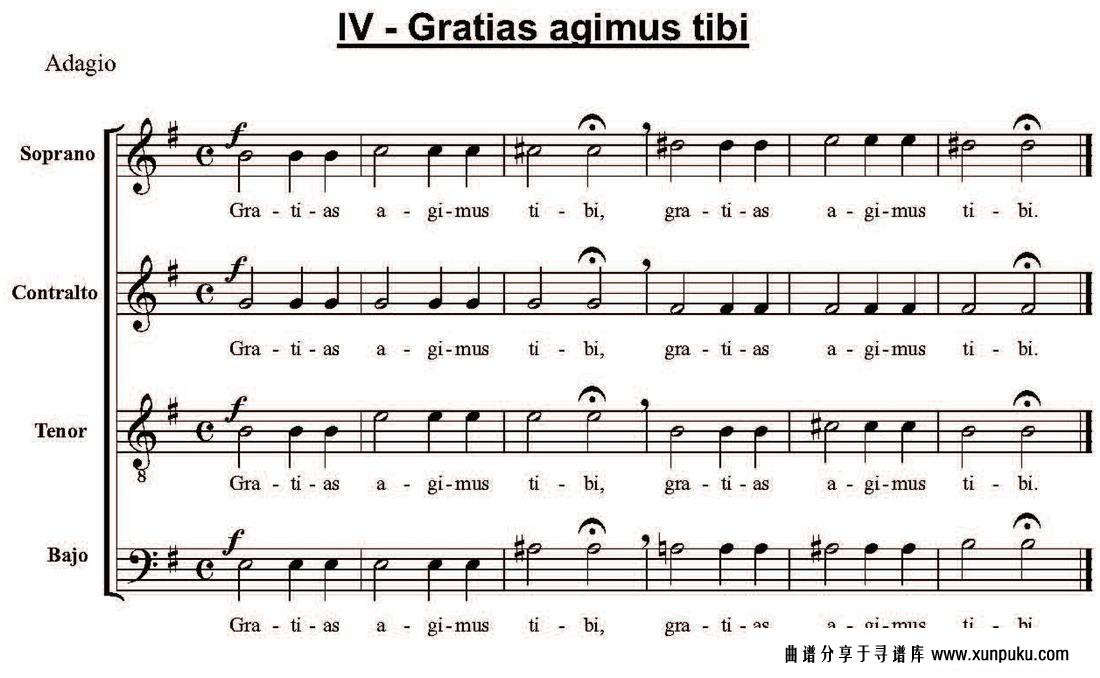 gratias agimus tibi（萨克斯四重奏）萨克斯谱