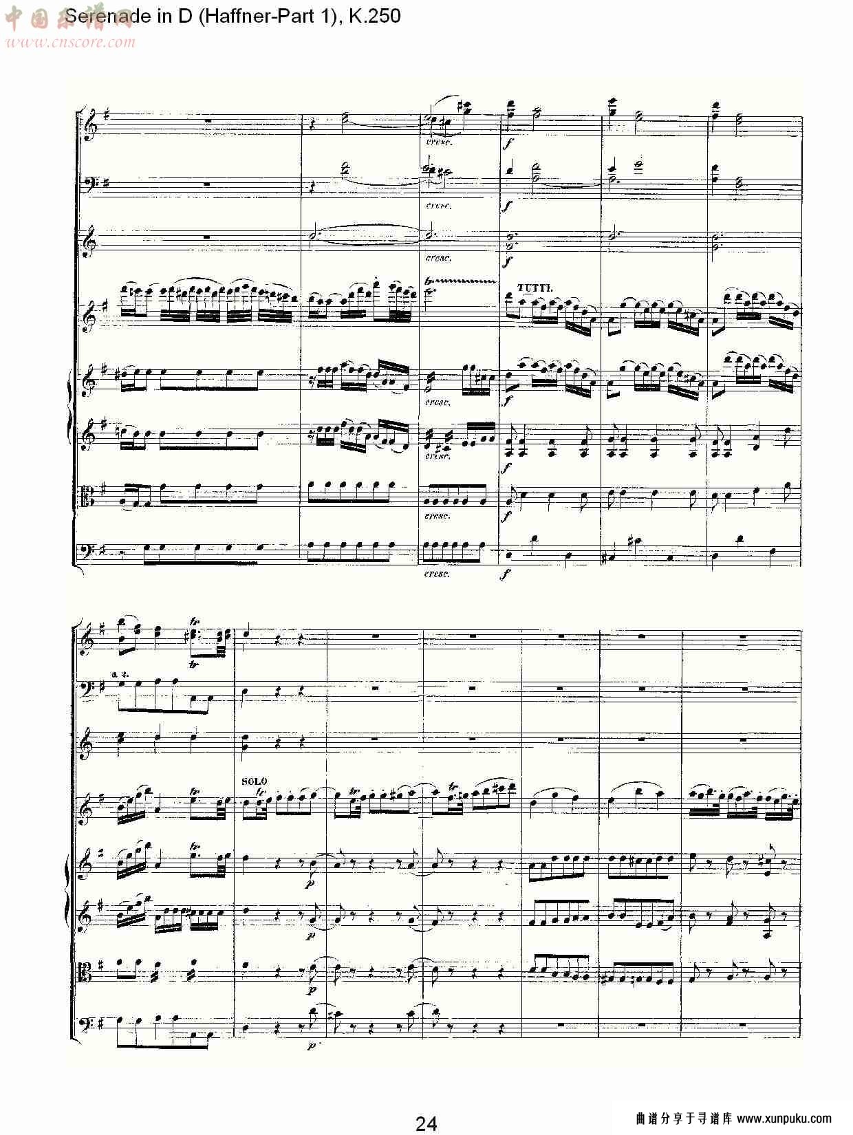 d调小夜曲(haffner-第一部), k.250 （五）总谱第4页