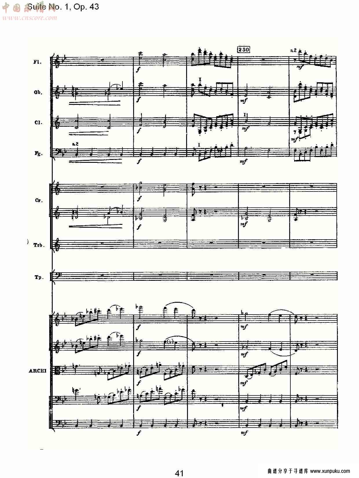 suite no.1, op.43   第一套曲,op.43第五乐章（九）总谱第1页