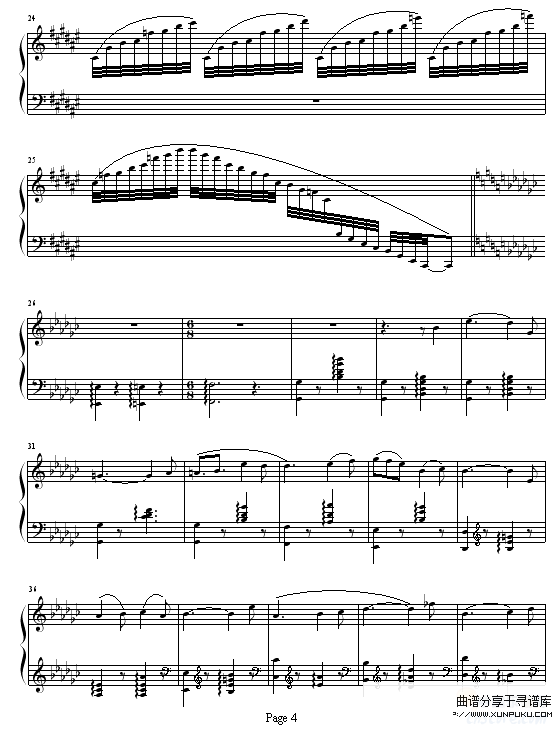 《天鹅湖组曲》之四-双人舞-柴科夫斯基钢琴谱第4页