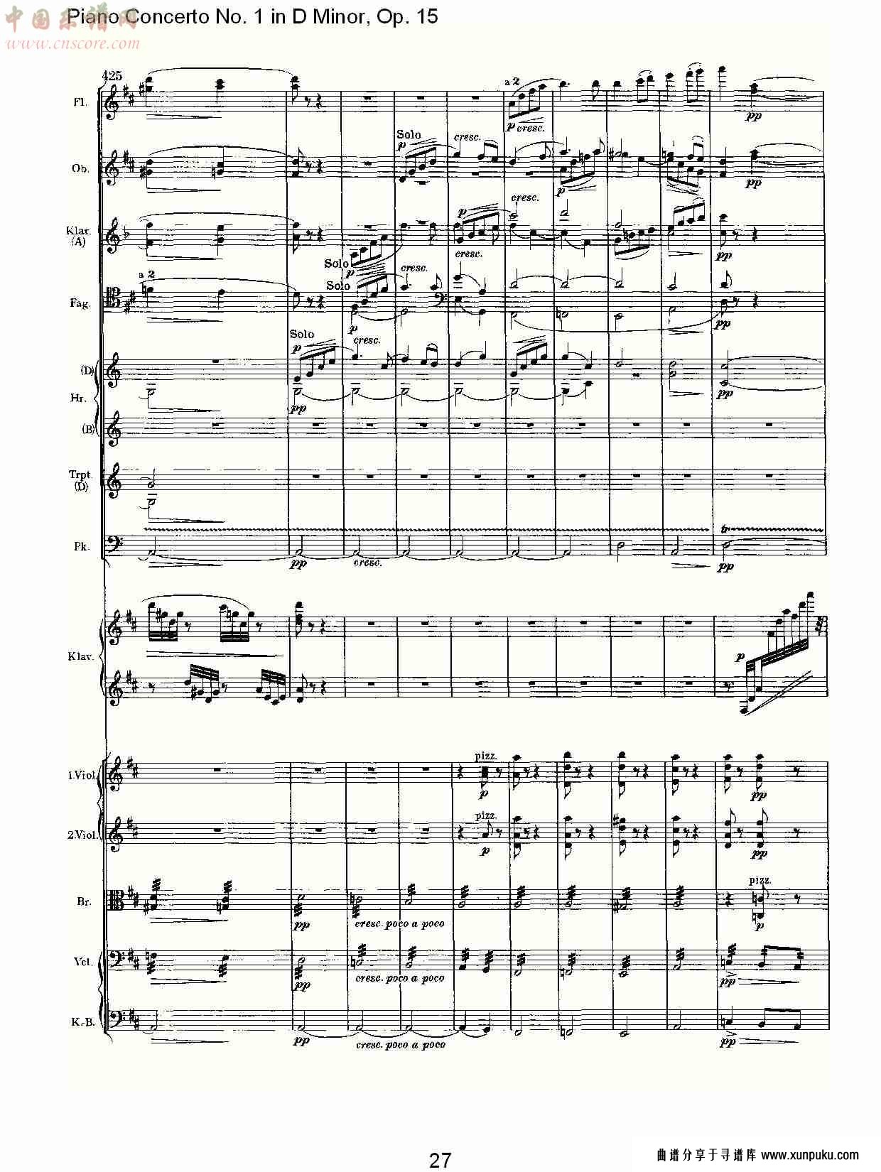 d小调钢琴第一协奏曲, op.15第三乐章（六）总谱第2页