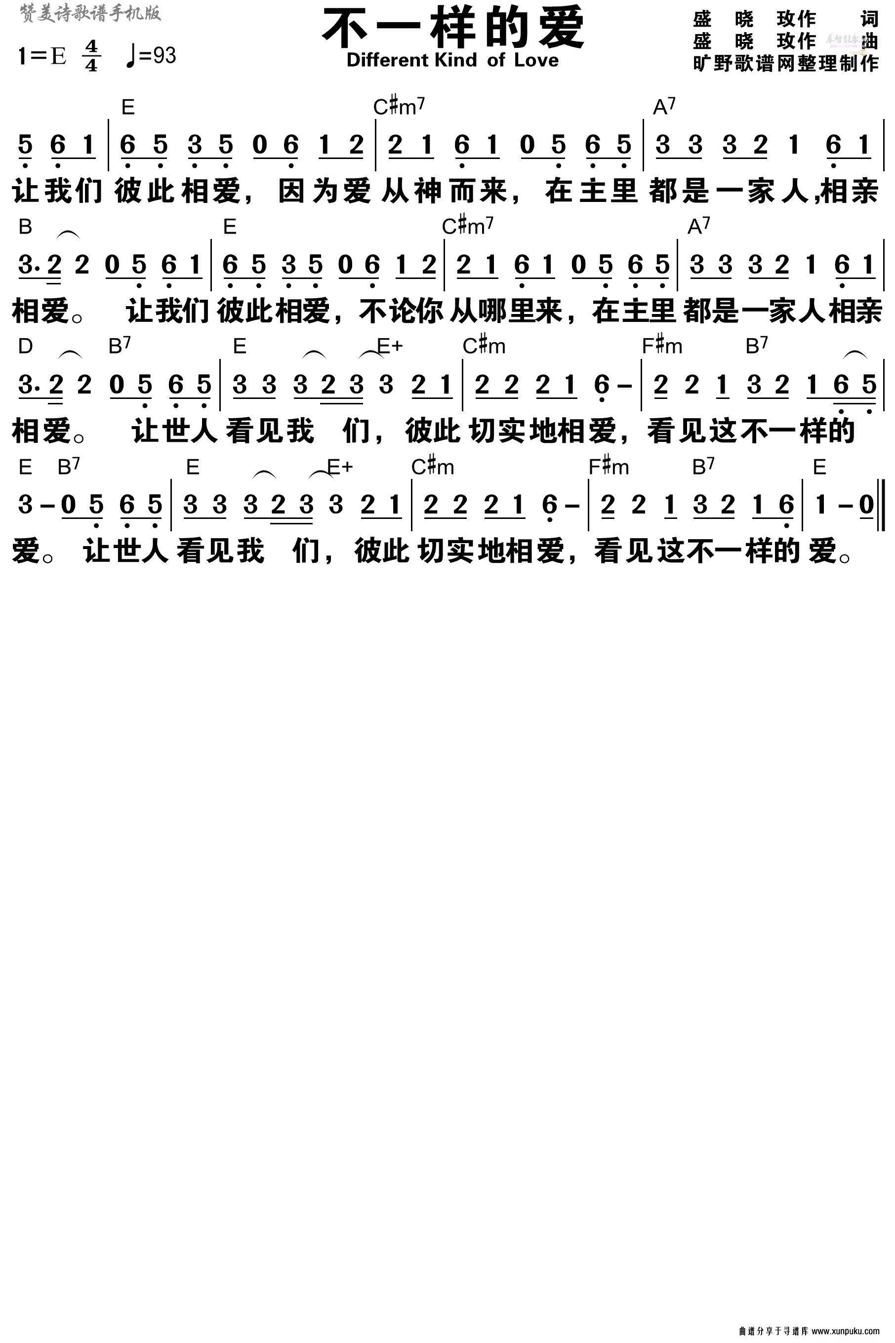 不一样的爱简谱