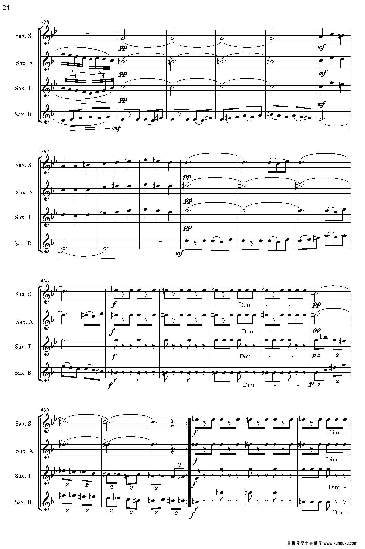 estilos（四重奏）萨克斯谱第24页