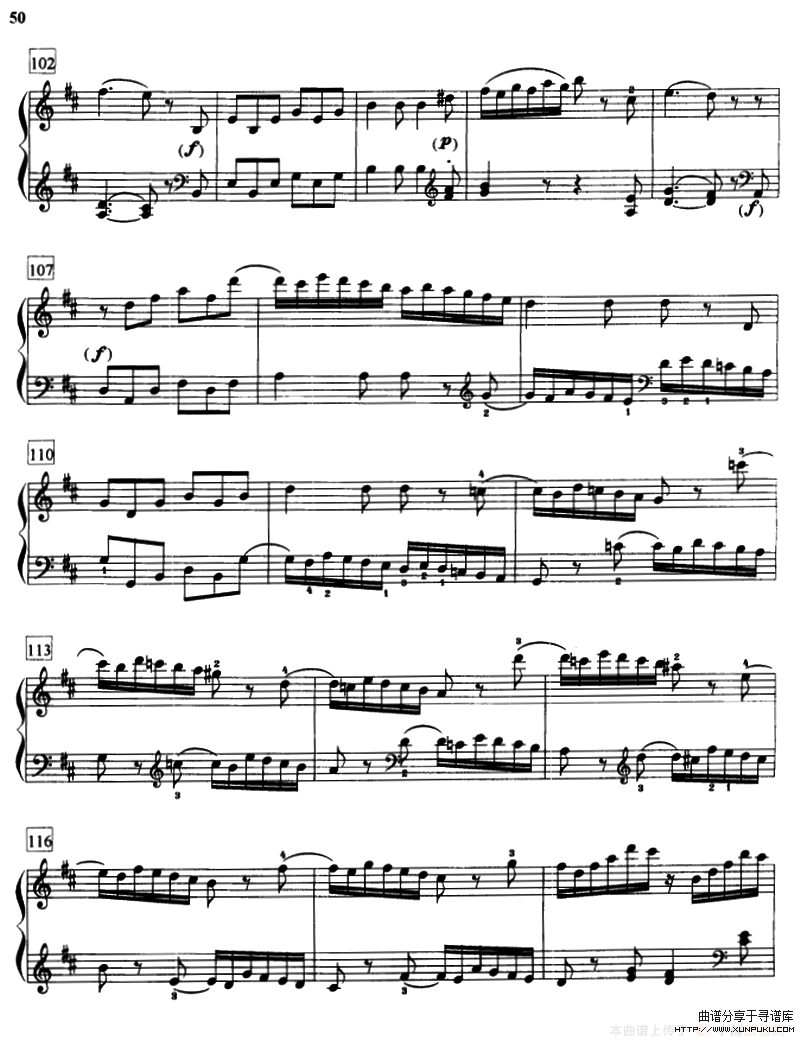 d大调奏鸣曲（k.576）钢琴谱第6页